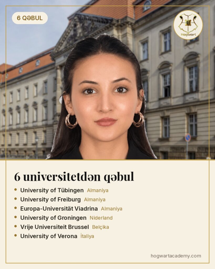 6 universitetdən qəbul — Tübingen, Freiburg, Viadrina, Groningen, VUB, Verona