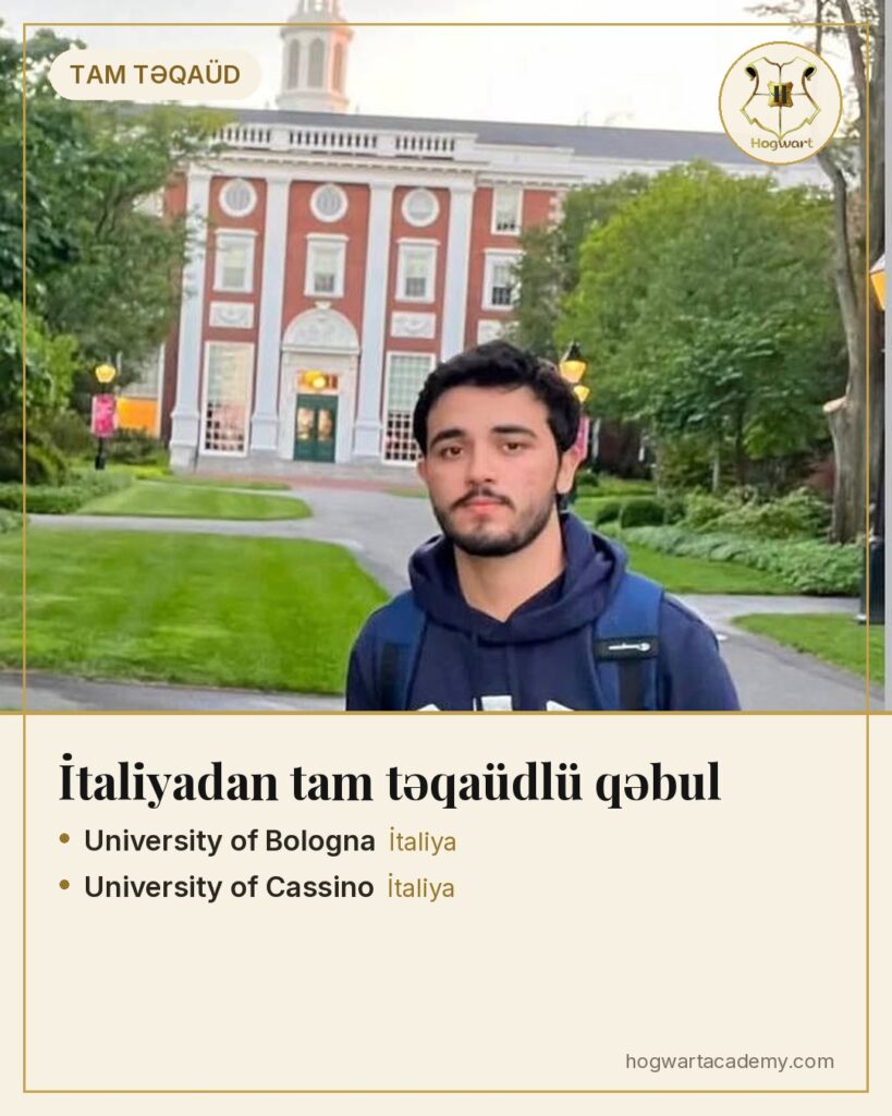 Bologna və Cassino universitetləri — İtaliyadan tam təqaüd